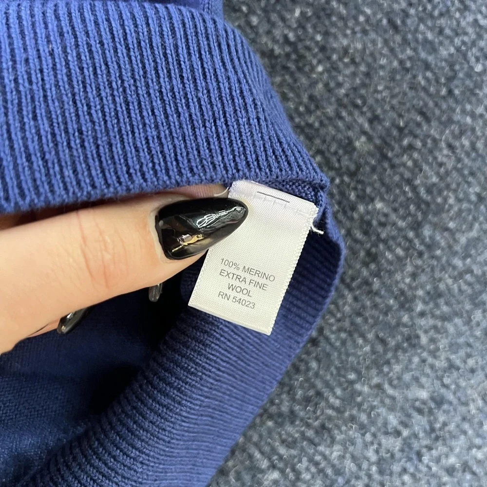 Banana Republic Sweater Mens Large Blue Extrafine‎ Merino Wool V Neck Slim Fit
